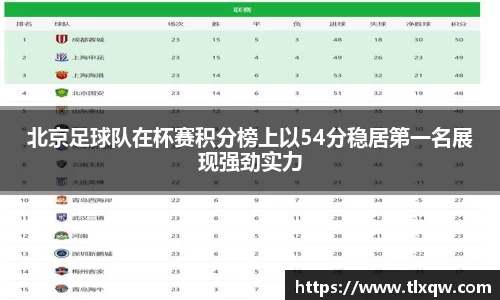 北京足球队在杯赛积分榜上以54分稳居第一名展现强劲实力